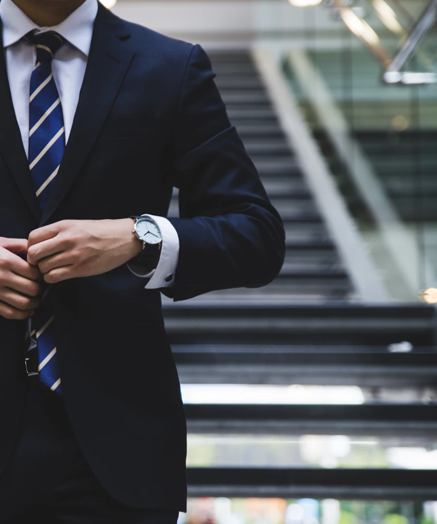 A partner of the firm in a dark suit